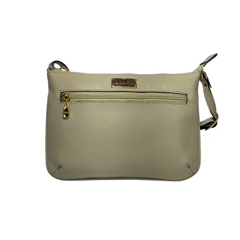Bolsa Tiracolo Off White com Zíper Lateral em Couro Legítimo