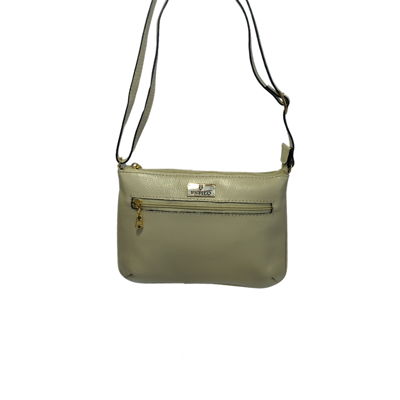 Bolsa Tiracolo Off White com Zíper Lateral em Couro Legítimo
