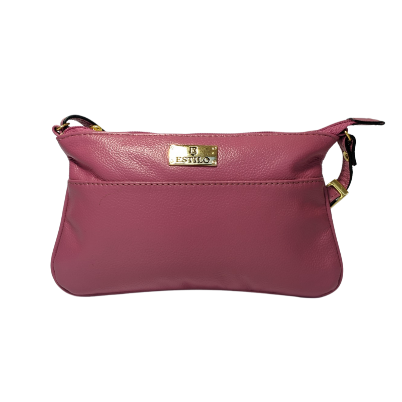 Bolsa Tiracolo Rosa em Couro Legítimo