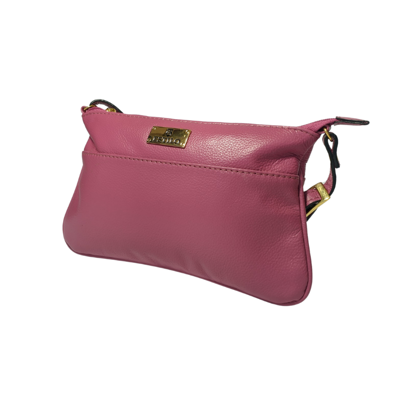 Bolsa Tiracolo Rosa em Couro Legítimo