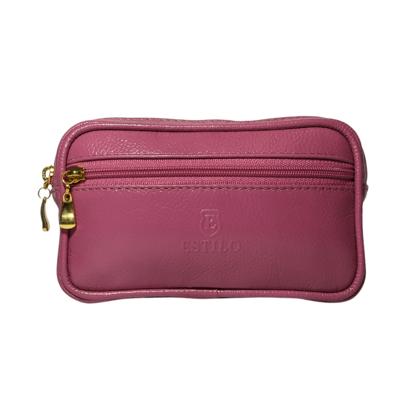 Pochete Rosa em Couro Legítimo
