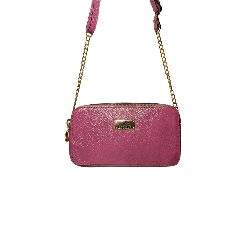 Bolsa Camera Bag Rosa em Couro Legítimo