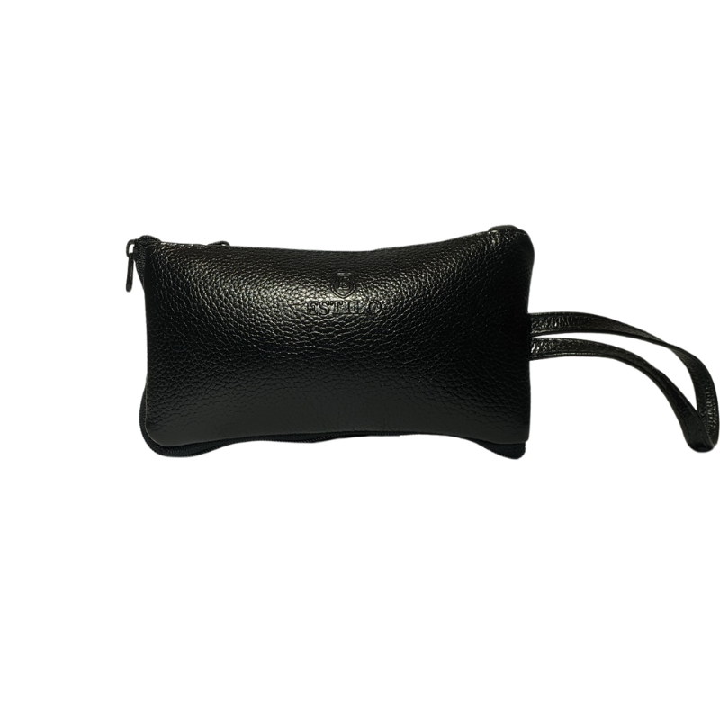 Bolsa de Mão Preta em Couro Legítimo