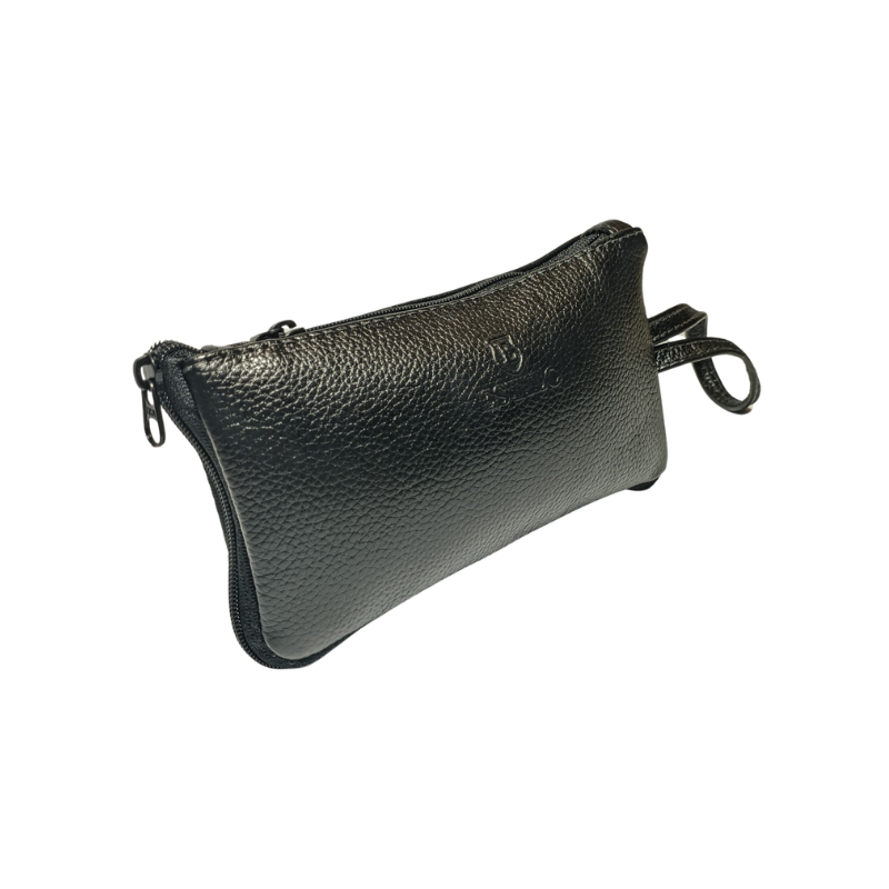 Bolsa de Mão Preta em Couro Legítimo