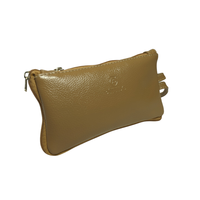 Bolsa de Mão Bege em Couro Legítimo