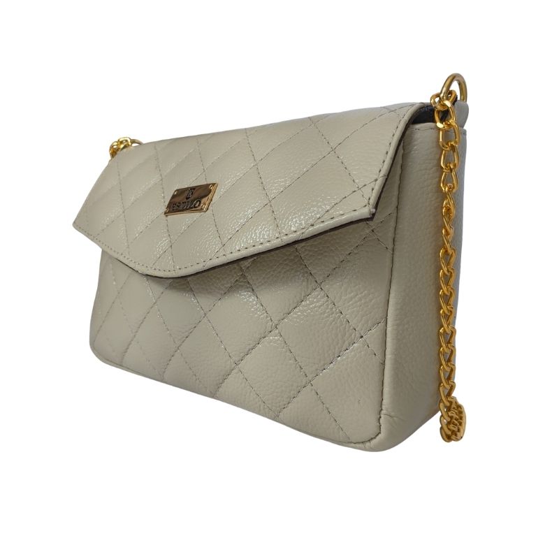 Bolsa Tiracolo Off White Matelassê em Couro Legítimo