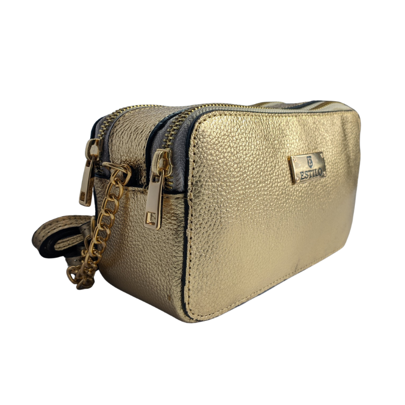 Bolsa Camera Bag Ouro em Couro Legítimo