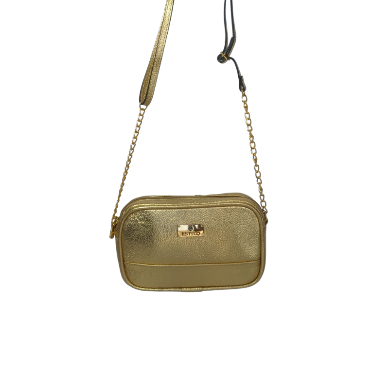 Bolsa Tiracolo Ouro em Couro Legítimo
