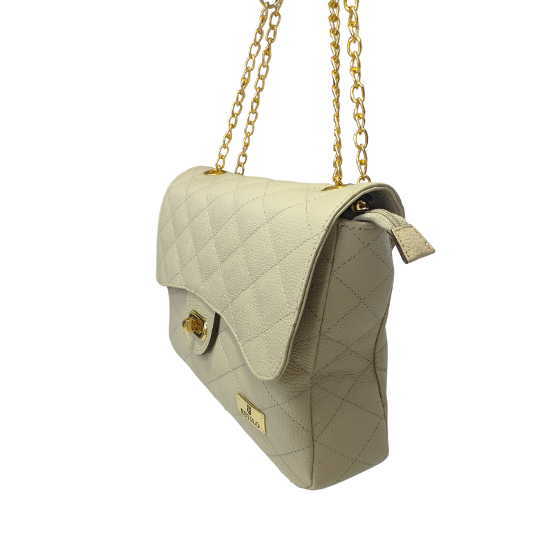Bolsa Tiracolo Off White Matelassê em Couro Legítimo