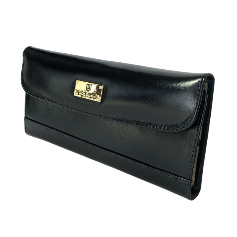 Bolsa de Mão Preta em Couro Legítimo