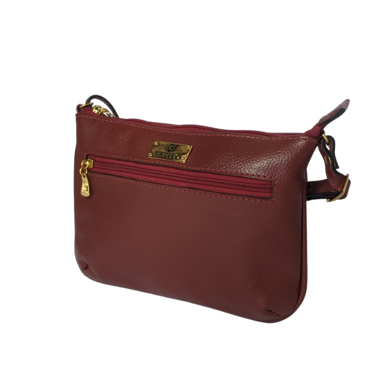 Bolsa Tiracolo Vermelha com Zíper Lateral em Couro Legítimo