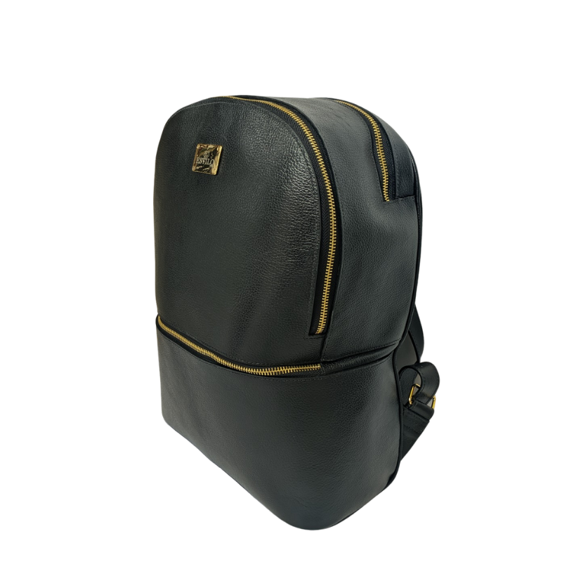 Mochila Preta Em Couro Legítimo