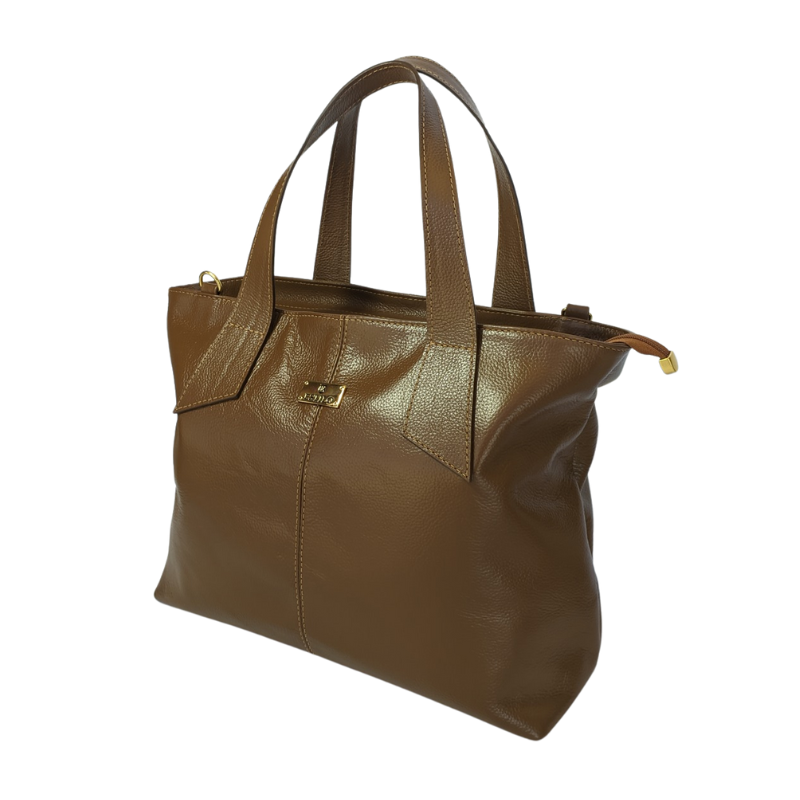 Bolsa Shopping Marrom em Couro Legítimo