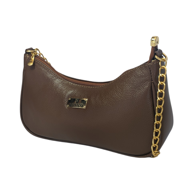 Bolsa Baquette Marrom em Couro Legítimo