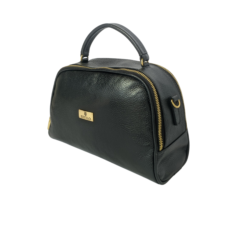Bolsa Báu Preta Em Couro Legítimo