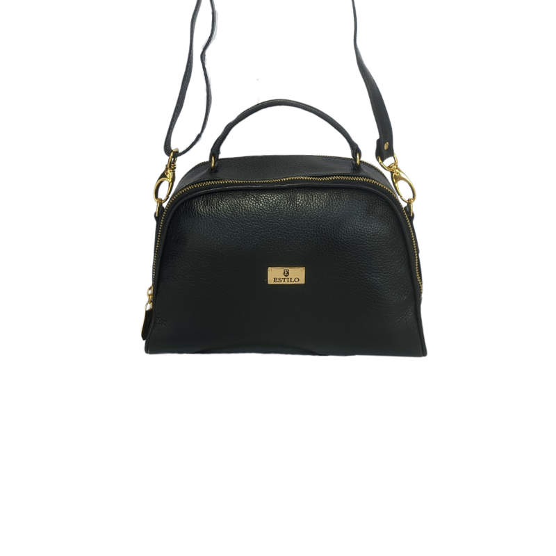 Bolsa Báu Preta Em Couro Legítimo