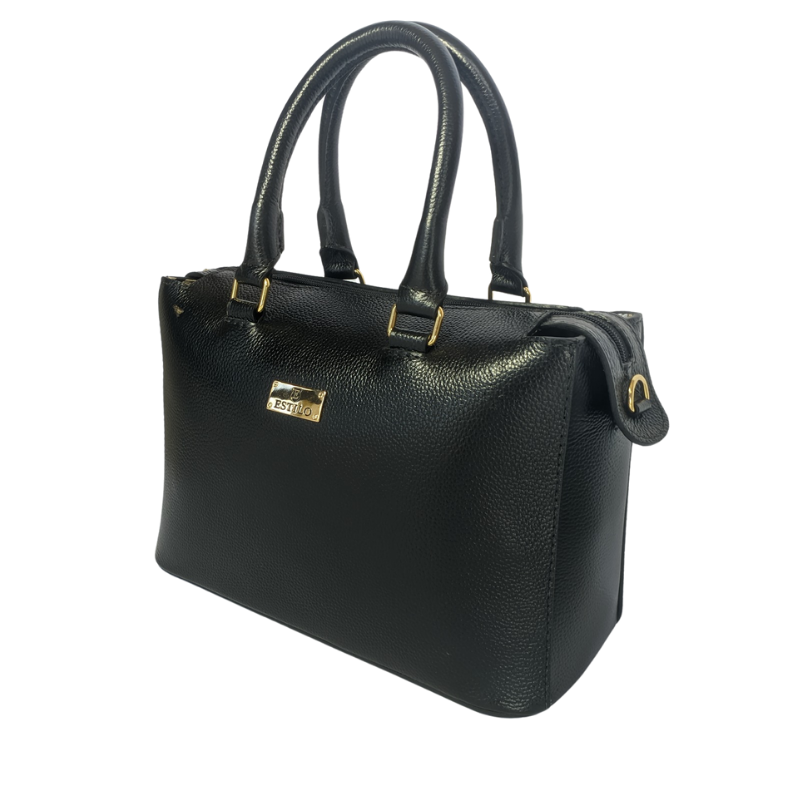 Bolsa Tote Preta em Couro Legítimo