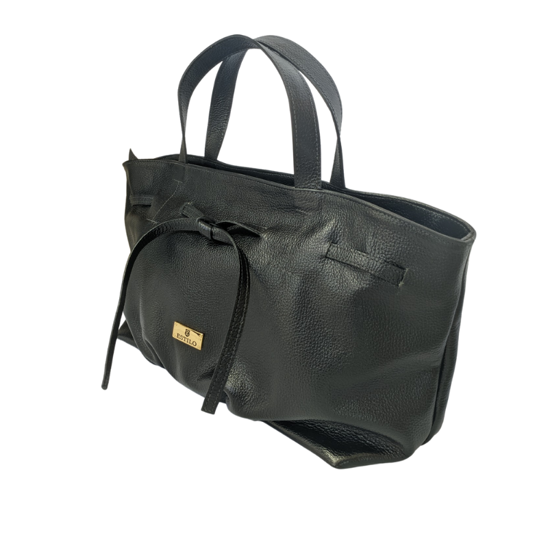 Bolsa Tote Preta em Couro Legítimo