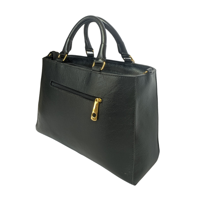 Bolsa Tote Preta em Couro Legítimo