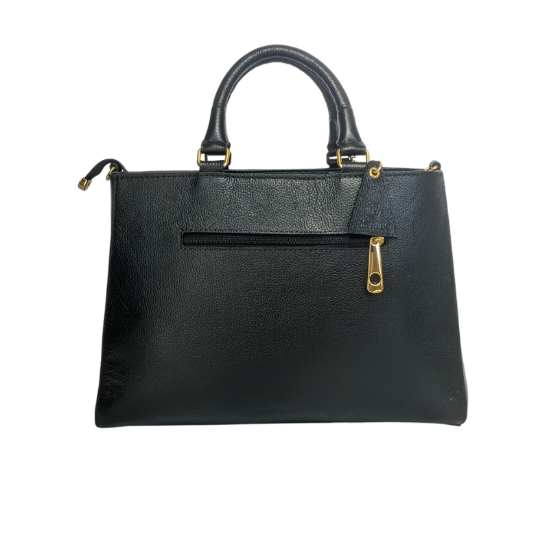 Bolsa Tote Preta em Couro Legítimo