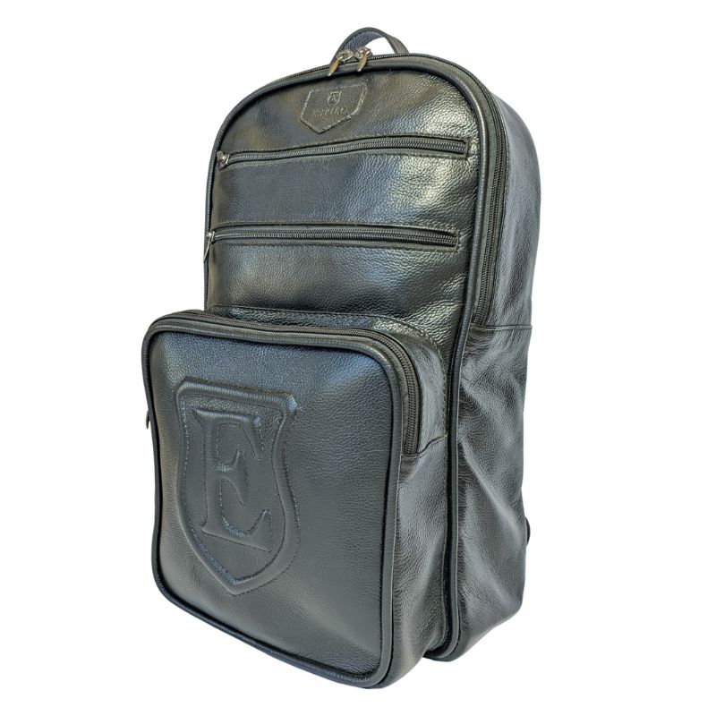 Mochila Preta Estilo Couro em Couro Legítimo