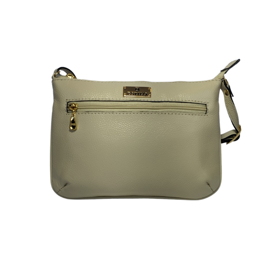 Bolsa Tiracolo Off White com Zíper Lateral em Couro Legítimo
