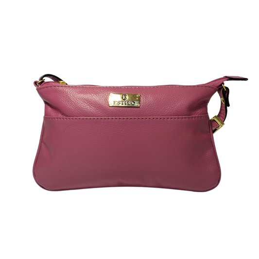 Bolsa Tiracolo Rosa em Couro Legítimo