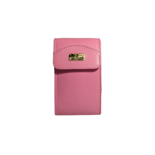 Porta Celular Rosa em Couro Legítimo