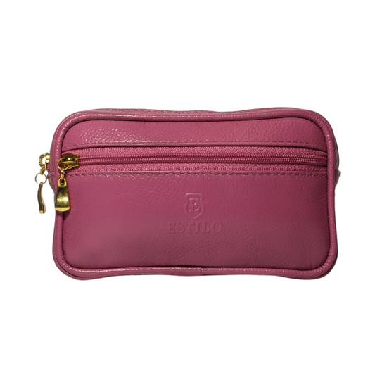 Pochete Rosa em Couro Legítimo