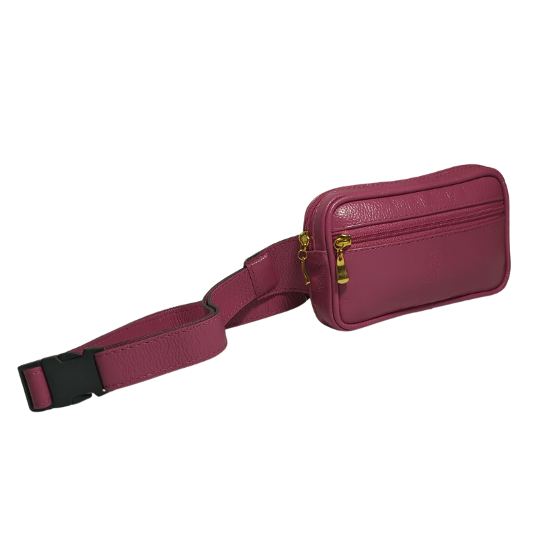 Pochete Rosa em Couro Legítimo