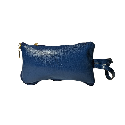 Bolsa de Mão Azul em Couro Legítimo