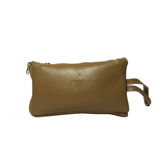 Bolsa de Mão Bege em Couro Legítimo