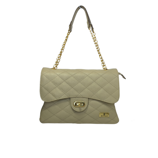 Bolsa Tiracolo Off White Matelassê em Couro Legítimo