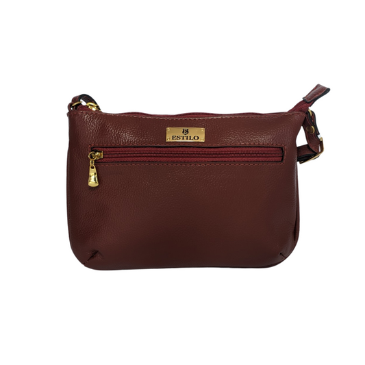 Bolsa Tiracolo Vermelha com Zíper Lateral em Couro Legítimo