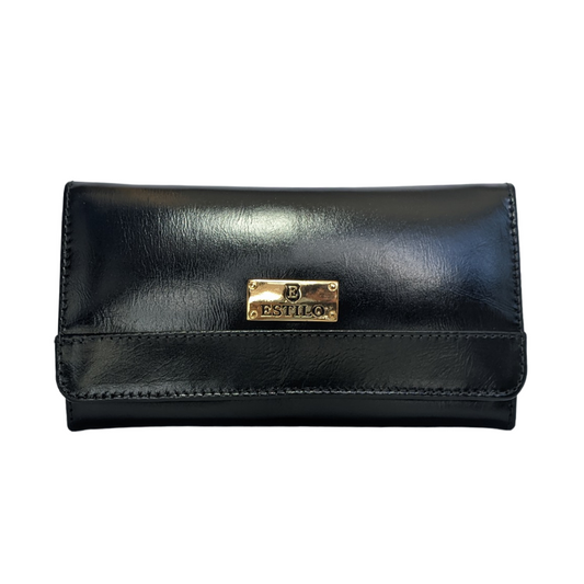 Bolsa de Mão Preta em Couro Legítimo