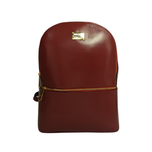 Mochila Vermelha Em Couro Legítimo