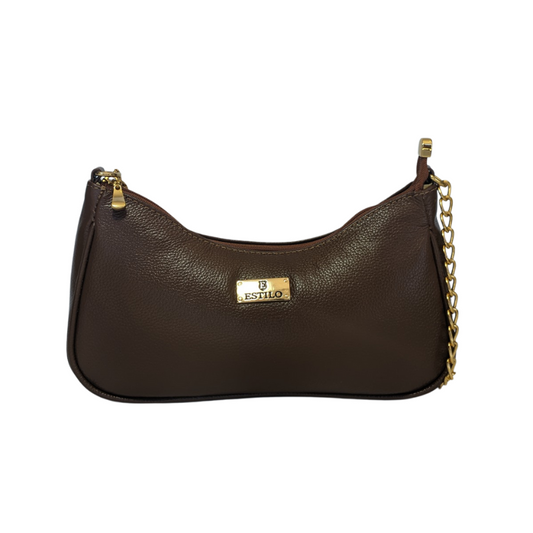 Bolsa Baquette Marrom em Couro Legítimo