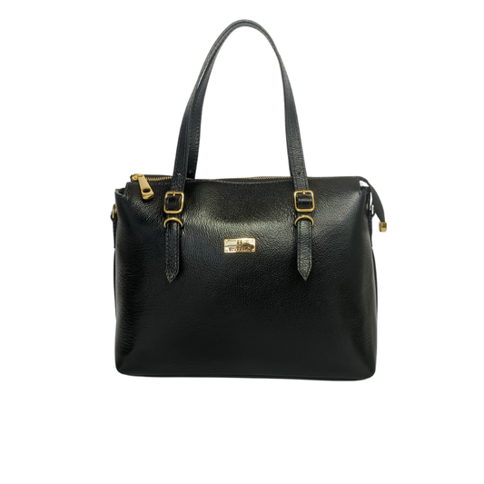 Bolsa Shopping Preto em Couro Legítimo
