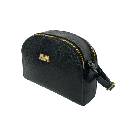 Bolsa Báu Preta em Couro Legítimo