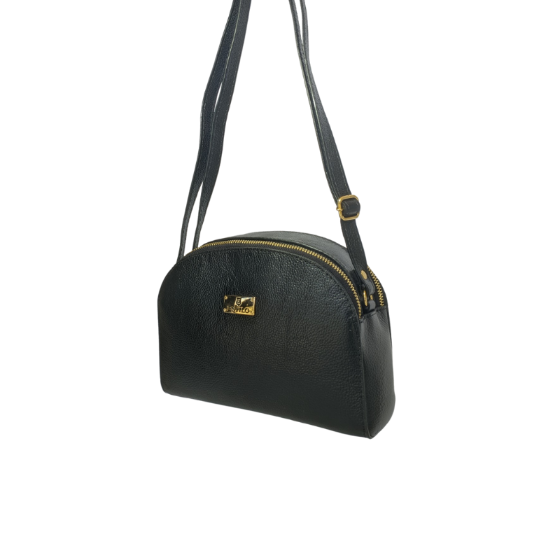 Bolsa Báu Preta em Couro Legítimo