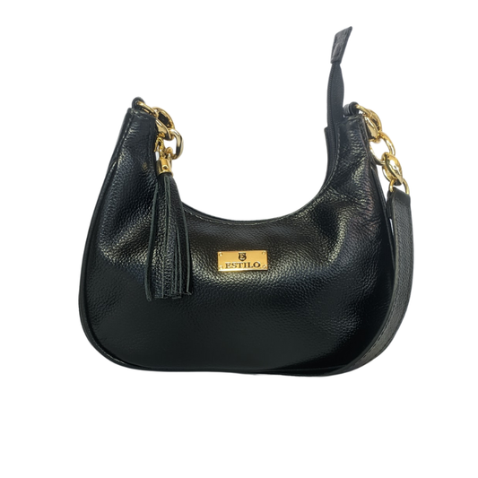 Bolsa Baquette Preta em Couro Legítimo