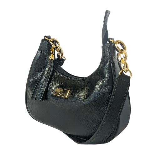 Bolsa Baquette Preta em Couro Legítimo