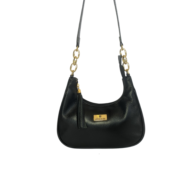 Bolsa Baquette Preta em Couro Legítimo