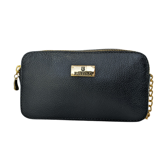 Bolsa Camera Bag Preta em Couro Legítimo