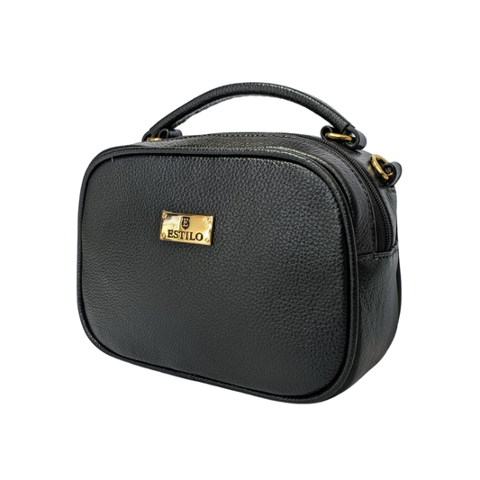 Bolsa Báu Preta Em Couro Legítimo