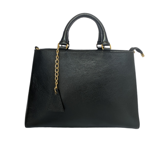 Bolsa Tote Preta em Couro Legítimo