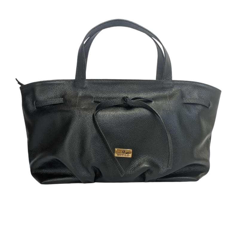 Bolsa Tote Preta em Couro Legítimo